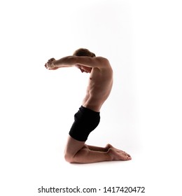 Yoga alphabet. The letter Z formed by gymnast body