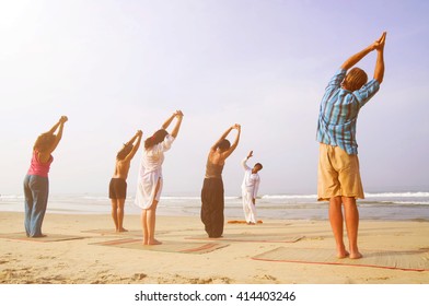 Yoga Class By The Beach Concept