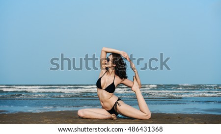 Yoga Exercise Stretching Meditation Concentration Summer Concept