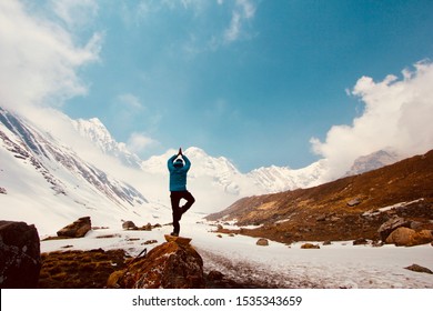 Yoga in Himalaya mountains, Nepal - Shutterstock ID 1535343659