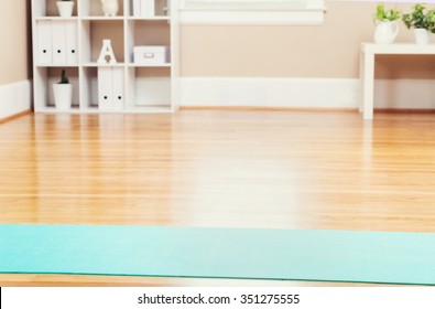 Yoga Mat In An Empty Home Studio