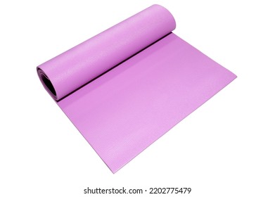 Yoga Mat Rolled Up On White Background