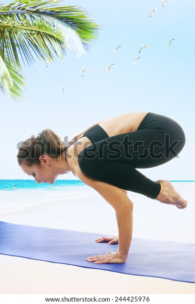 Yoga Seria Bakasana Crane Pose Often Stock Photo Edit Now 244425976