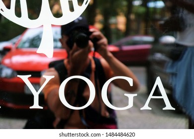 Yoga Shop Window White Decal