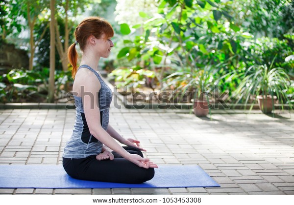 Yoga Winter Garden Stock Photo Edit Now 1053453308