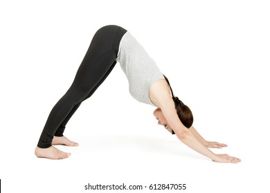 Yoga Woman Grey Position Looking Down Stock Photo 612847055 | Shutterstock