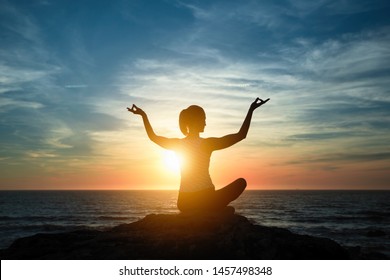 Silhouette Winning Success Woman Sunset Sunrise Stock Photo (Edit Now ...