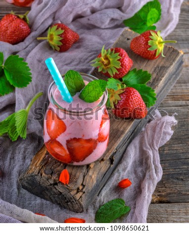 Similar – smoothies of fresh strawberries