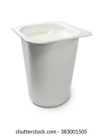 Yoghurt Pot, Isolated On White.