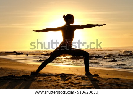 Similar – Image, Stock Photo Women doing pilates on the beach