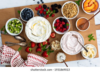 Yogurt bowl bar, big board with variety of toppings - Powered by Shutterstock