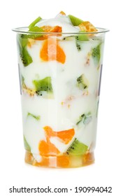 Yogurt with fruit in a glass