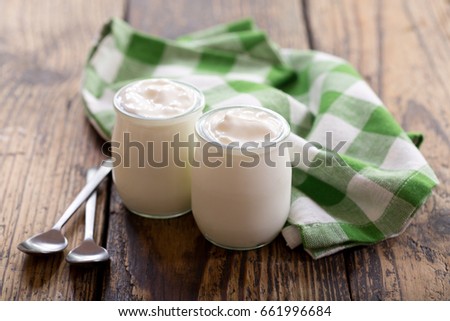 Similar – Image, Stock Photo glass jars with homemade yogurt