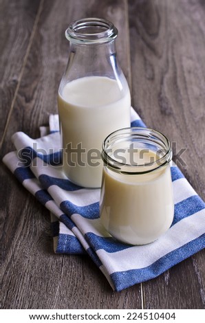 Similar – Image, Stock Photo glass jars with homemade yogurt