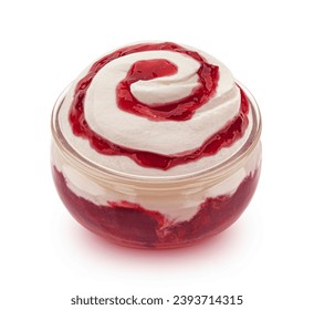 Yogurt with red berry jam isolated on white background - Powered by Shutterstock