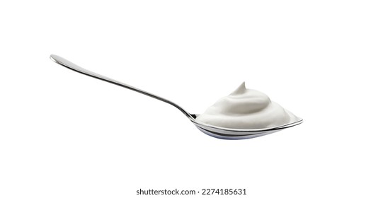 Cuchara de yogur con textura cremosa aislada