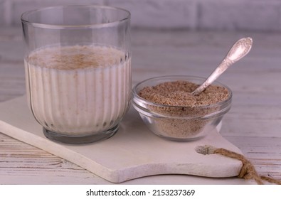 Yogurt With Wheat Bran. Healthy Food.