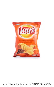 Yogyakarta, 06 March 2021: Studio Shoot Of Lays Chips Product Over White Background