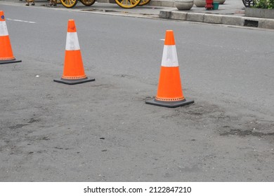 yogyakarta, 12 January 2022. Traffic cone is a temporary traffic control device in the form of a cone made of plastic or rubber.