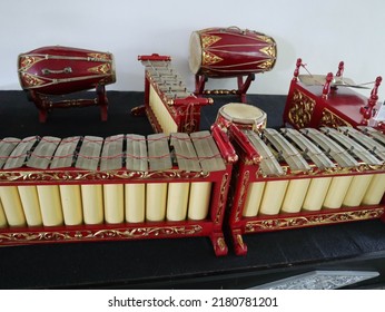 yogyakarta - 25 September 2021: gamelan or traditional music instrument of java and bali Indonesia that so well know as an orchestra and percussion that played on special occasion
