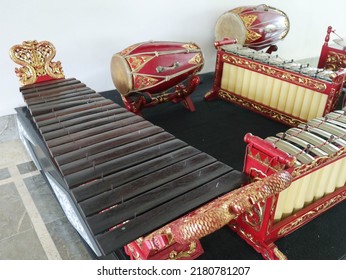 yogyakarta - 25 September 2021: gamelan or traditional music instrument of java and bali Indonesia that so well know as an orchestra and percussion that played on special occasion