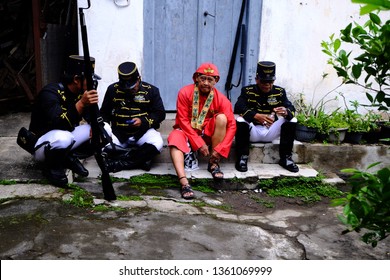 Yogyakarta, Central Java, Indonesia. 01 December 2017. Ngayogyakarta Hadiningrat Soldier, Prajurit Keraton Yogya, Preparing Themselves Before Traditional Event Called Grebeg Maulud.