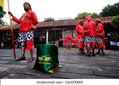 Yogyakarta, Central Java, Indonesia. 01 December 2017. Ngayogyakarta Hadiningrat Soldier, Prajurit Keraton Yogya, Preparing Themselves Before Traditional Event Called Grebeg Maulud.