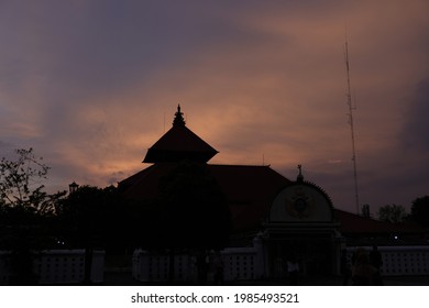 Yogyakarta, Indonesia - April 7th 2021 : The Dome Of Yogyakarta Sultanate Mosque Looks Beautiful Before Sunset