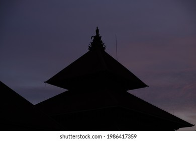 Yogyakarta, Indonesia - April 7th 2021 : The Dome Of Yogyakarta Sultanate Mosque Looks Beautiful Before Sunset