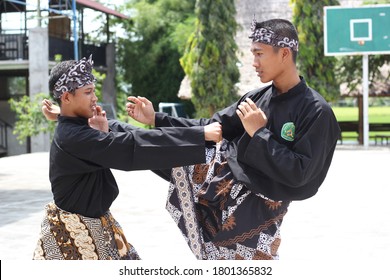 Yogyakarta, Indonesia - August, 24 2020: Pencak Silat Is A Traditional Indonesian Martial Art