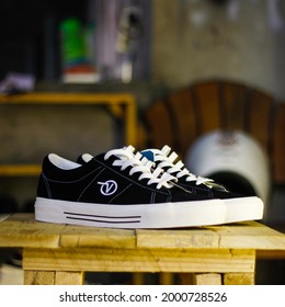 Yogyakarta, Indonesia - August 26, 2019 : Vans Anaheim Factory Shoe Series With Bokeh Background.