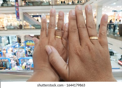 Yogyakarta, Indonesia, February 2, 2020. A Married Couple Buys A New Wedding Ring To Replace An Old Lost Ring.