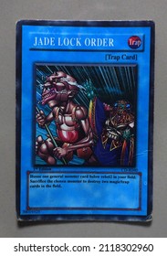 Yogyakarta, Indonesia. February 5, 2022: A Collection Of Photos Of Yu Gi Oh's Card Collection. Trading Card Game Is A Japanese Collectible Card Game Created And Published By Konami.