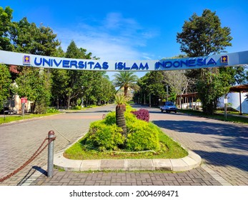 Yogyakarta, Indonesia, July 09, 2021 - The Name And Logo Of The Islamic University Of Indonesia, ( Universitas Islam Indonesia) Called UII