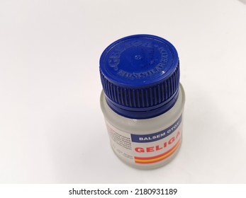 YOGYAKARTA, INDONESIA - JULY 20, 2022 : A Muscle Balm Product Called Geliga On A White Background