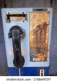 Yogyakarta, Indonesia, June 2, 2020; Abandoned Payphone Booths, Coin Operated Pay Phone