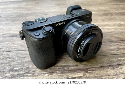 Yogyakarta, Indonesia - June 2`2, 2022: Sony Mirrorless Camera With Kit Lens