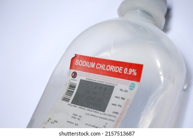 Yogyakarta, Indonesia. May 18 2022. infuse bottles of medical sodium chloride 0.9% - for use in the operating theatre for surgery and anaesthesia.