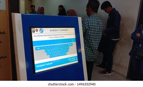 Yogyakarta, Indonesia - May 27, 2019: Registration Machine Monitor At Samsat Corner