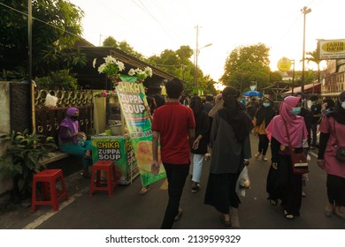 Yogyakarta, Indonesia - May 5 2021 : Jogokariyan Ramadhan Village, A Place To Hunt For Iftar Snacks