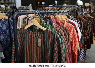 Yogyakarta, Indonesia - October 31, 2021 : Batik Clothes On Display In A Shop For Sale.