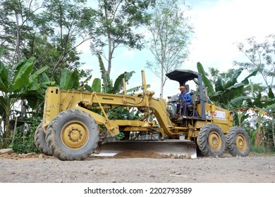 Yogyakarta, Indonesia. September 16, 2022: Some Heavy Equipment Is Doing Road Grading.