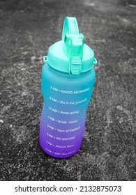 Yogyakarta - January 03 2022: A Big Colorful Sport Drinking Bottle That Can Contain 2 Litre Suitable For Hiking Or Diet