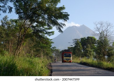 Yogyakarta, July 5, 2021, A Sand Mining Truck From Mount Merapi, Yogyakarta.