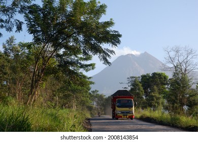 Yogyakarta, July 5, 2021, A Sand Mining Truck From Mount Merapi, Yogyakarta.