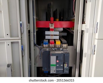 Yogyakarta,Indonesia,October 3,2021.Electric Power Distribution, A Metallic Strip Or Bar, Inside Switchgear, Panel Boards, And Busway Enclosures For Local High Current Power Distribution.