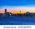 Yokohama Bay Area and Mt. Fuji during the magic hour