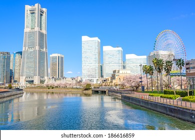 YOKOHAMA, JAPAN - April 5: Yokohama MM21 Area in Yokohama, Japan on April 5, 2014.  Yokohama MM21 Area is a large urban development and the central business district of Yokohama, Japan.