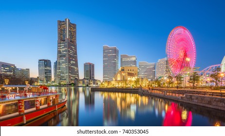 Yokohama, Japan city skyline Minato Mirai at night.