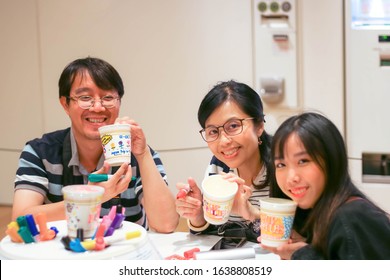 YOKOHAMA, JAPAN - OCT 16,2018 : People enjoy painting their own cup noodles style at The Cup Noodles Museum.